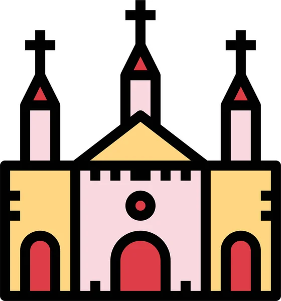 Icône Des Monuments Église Chrétienne Dans Style Filledoutline — Image vectorielle