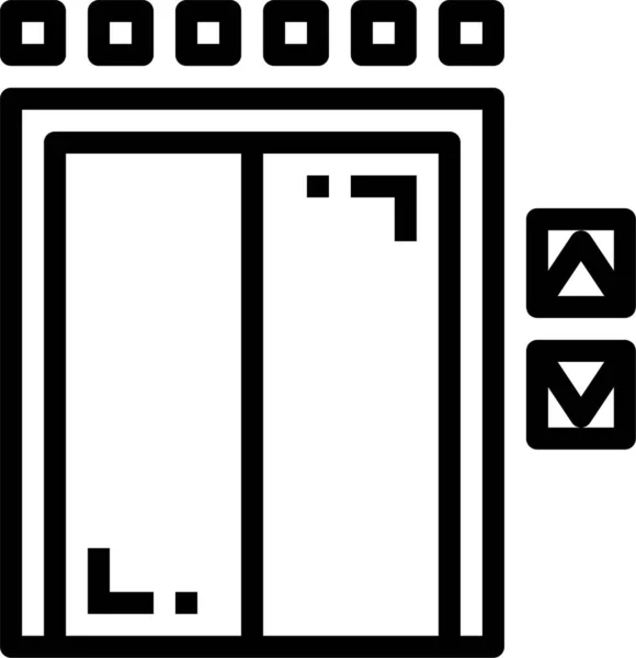 Deur Lift Landgoed Pictogram Omtrek Stijl — Stockvector