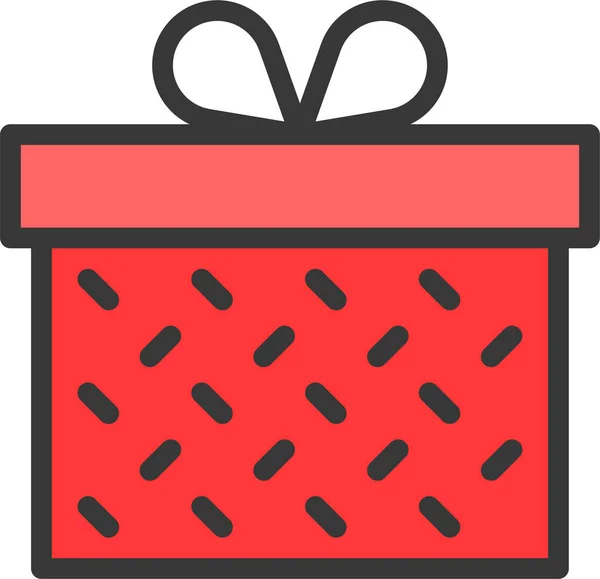 Box Christmas Gift Icon Filledoutline Style — Stock Vector