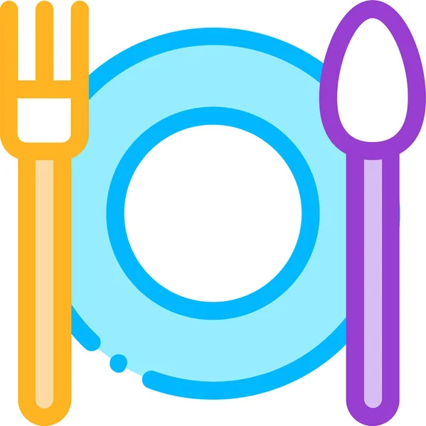 Fork Plate Spoon Icon — Stockvector