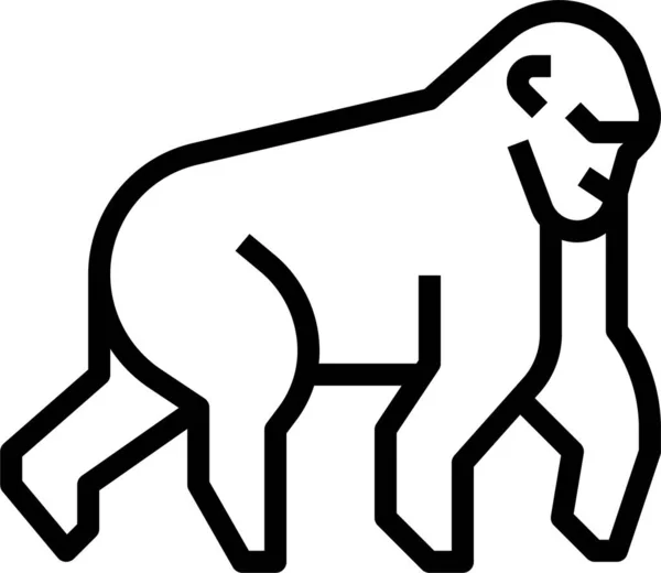 Икона Дикой Природы Гориллы Стиле Наброска — стоковый вектор