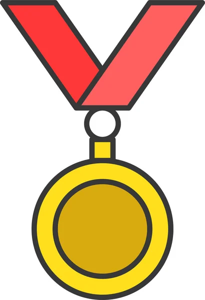 Onderwijs Gouden Medaille Icoon Filedoutline Stijl — Stockvector