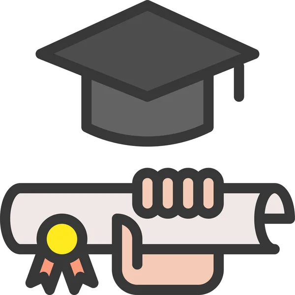 Certificat Diplôme Icône Apprentissage Dans Style Filledoutline — Image vectorielle