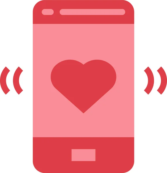 Communications Love Mobile Icon Flat Style — Stock Vector
