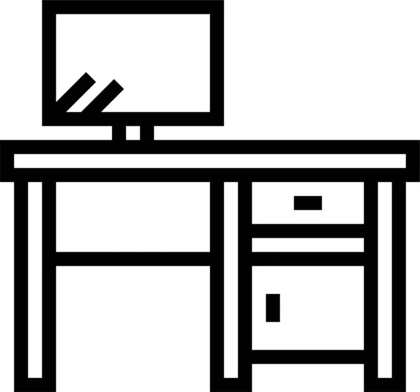 Иконка Офисного Компьютера Стиле Наброска — стоковый вектор