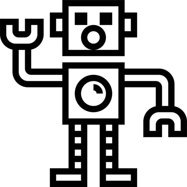 Droid Figur Roboter Symbol Umriss Stil — Stockvektor