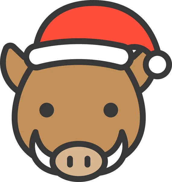 Zvířecí Vánoční Klobouk Ikona — Stockový vektor