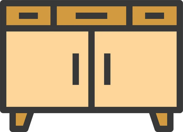 キャビネットクローゼットの食器棚のアイコンファイルアウトラインスタイル — ストックベクタ