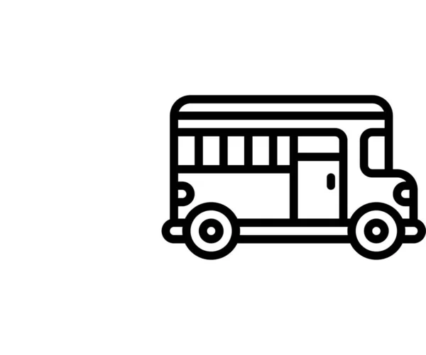 乗り物のスクールバスのアイコンをアウトラインスタイルで — ストックベクタ
