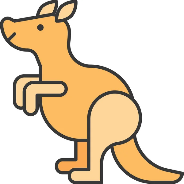 Animal Kangaroo Mammal Icon Filledoutline Style — Stock Vector