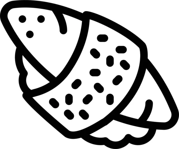 Ikon Ikan Yang Dimasak Keju Dalam Gaya Garis Luar - Stok Vektor