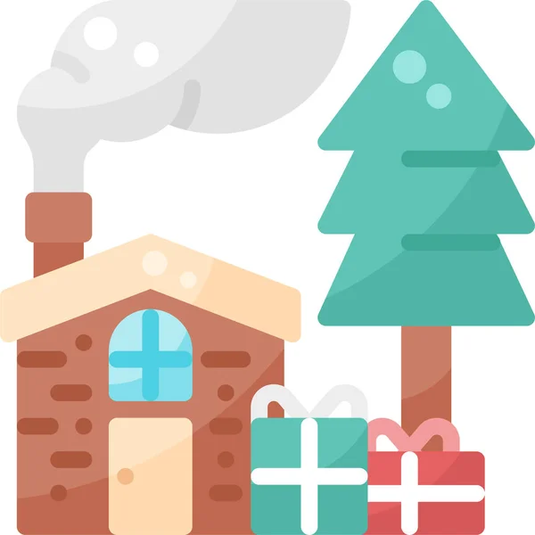Christmas Claus Gift Icon Flat Style — Stock Vector