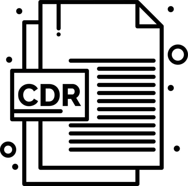 Cdr Corel Bestand Pictogram Omtrek Stijl — Stockvector