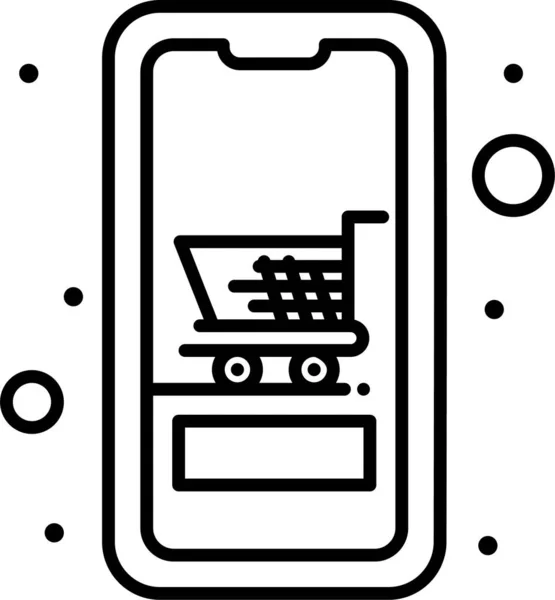 Cart Device Mobile Icon Outline Style — Stok Vektör