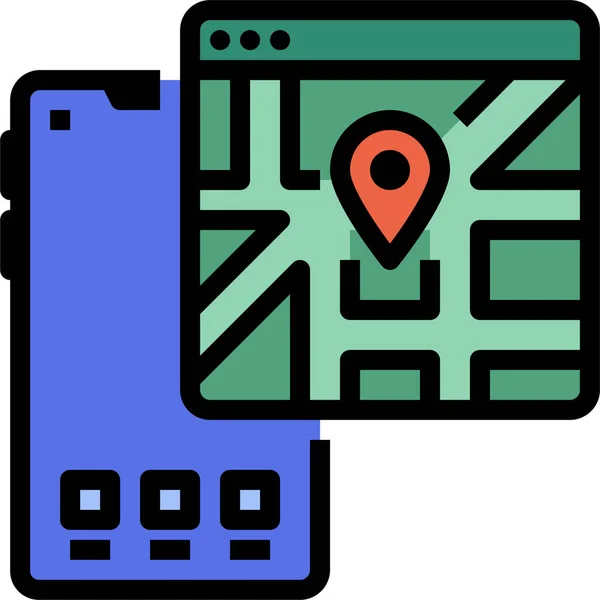 Toepassing Locatie Kaart Pictogram — Stockvector