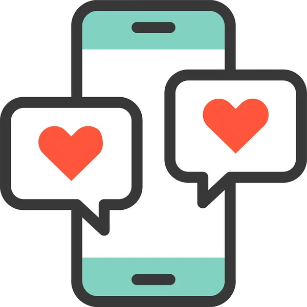 Chat Dating Love Icon Filledoutline Style — Vetor de Stock