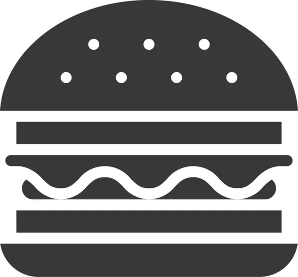 Fast Food Hamburger Εικονίδιο Στερεό Στυλ — Διανυσματικό Αρχείο