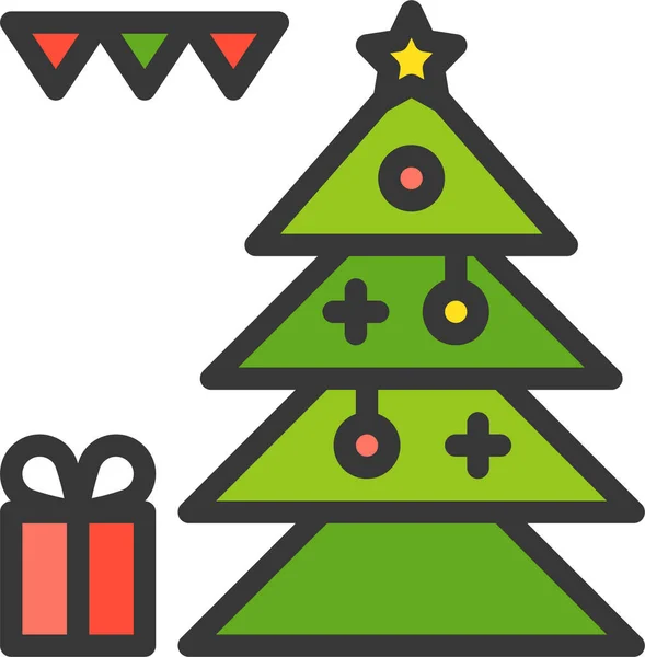 Célébration Icône Cadeau Noël Dans Style Filledoutline — Image vectorielle
