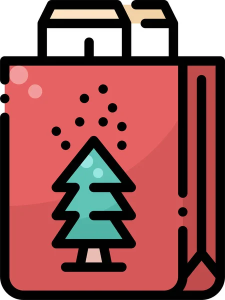Sac Icône Cadeau Noël Dans Style Filledoutline — Image vectorielle