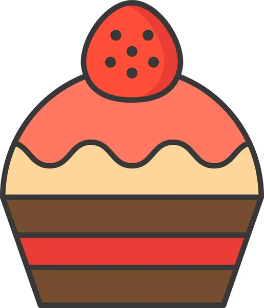 Bakkerij Taart Cupcake Icoon Filedoutline Stijl — Stockvector