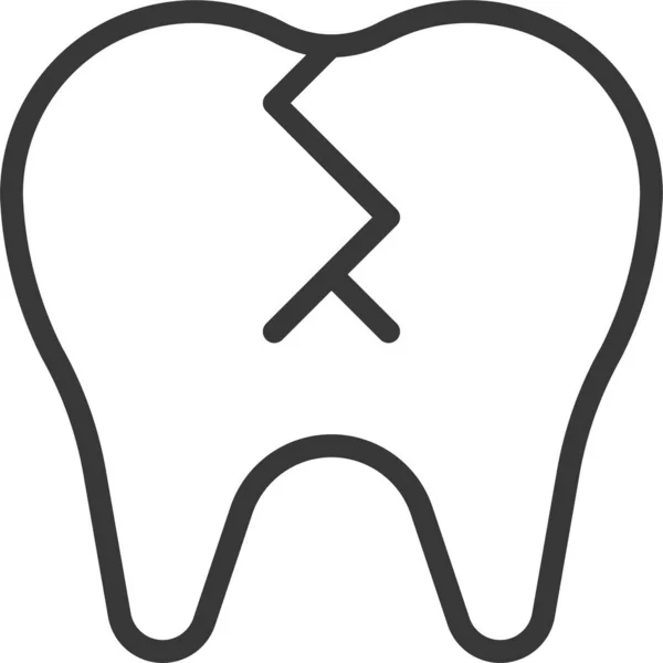 Złamany Ząb Dentysta Ikona Stylu Zarysu — Wektor stockowy