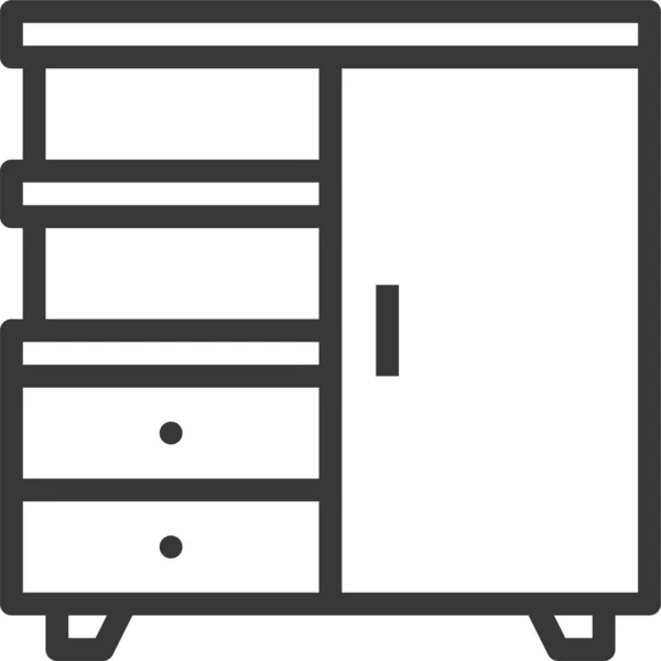 Cabinet Closet Cupboard Icon Outline Style — Stock Vector