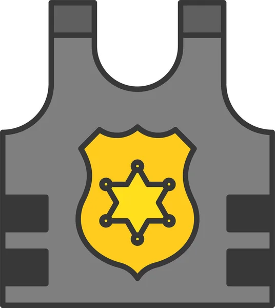 Plaque Armure Gilet Icône Police Dans Style Filledoutline — Image vectorielle