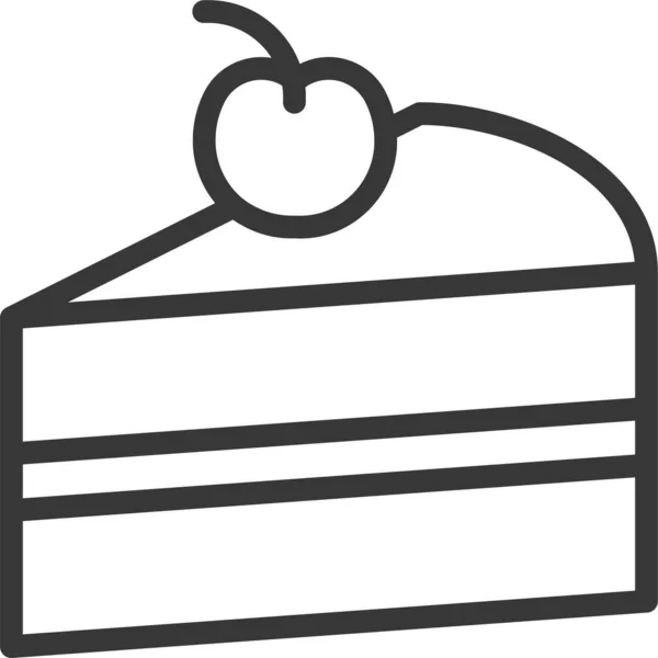 Pastel Postre Icono Comida Estilo Esquema — Vector de stock