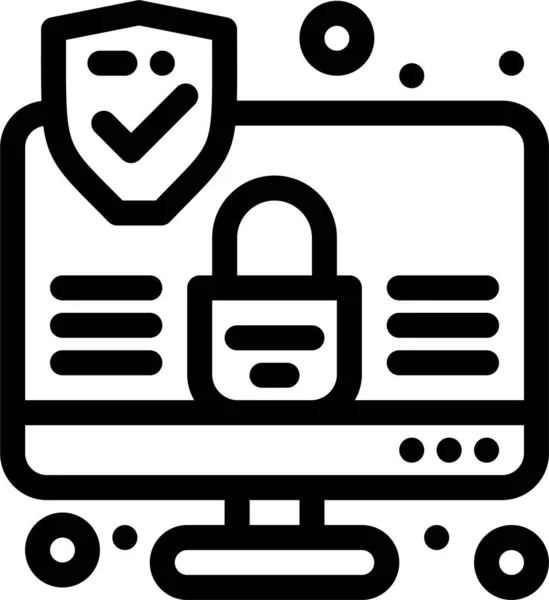 Ordenador Icono Seguridad Internet — Vector de stock