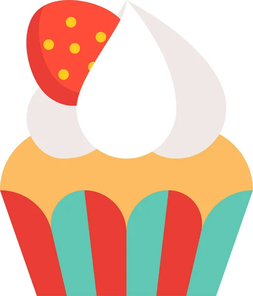 Péksütemény Cupcake Ikon Lapos Stílusban — Stock Vector