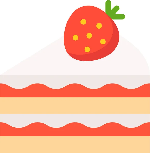 Backkuchen Dessert Ikone Flachen Stil — Stockvektor