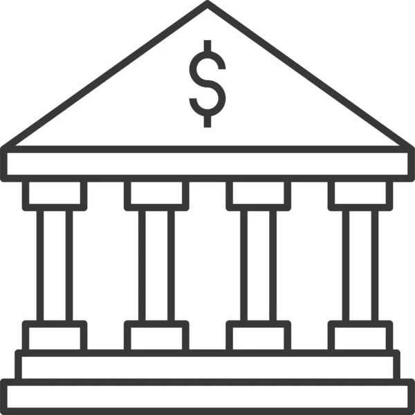 Τράπεζα Κτίριο Τραπεζικών Επιχειρήσεων Εικονίδιο Στυλ Περίγραμμα — Διανυσματικό Αρχείο
