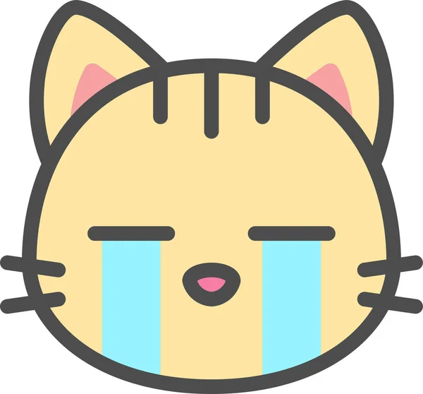 Kedi Ağlama Şirin Simgesi Dosya Ana Hatları Biçiminde — Stok Vektör