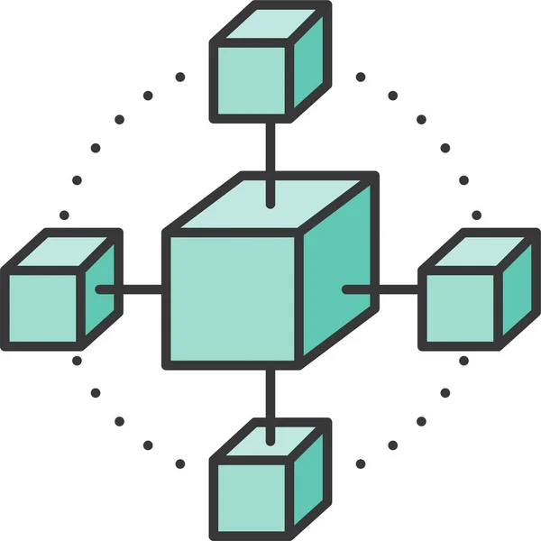 Blockchain Cryptocurrency Digital Valuta Ikon Ifylld Skissstil — Stock vektor