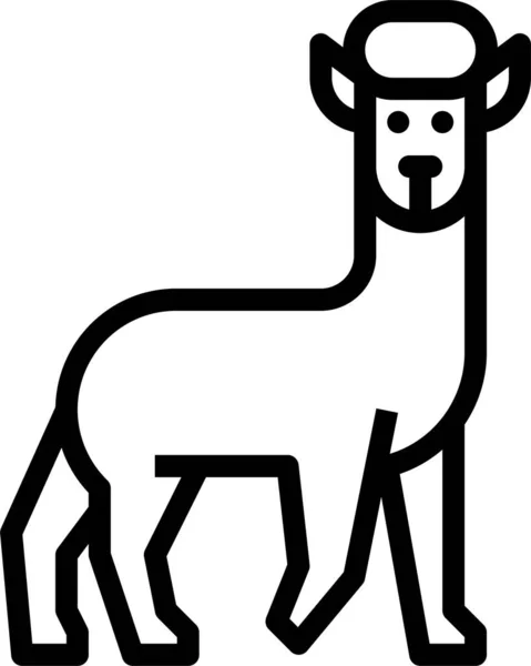 Animal Alpaca Icono Vida Silvestre Estilo Esquema — Vector de stock