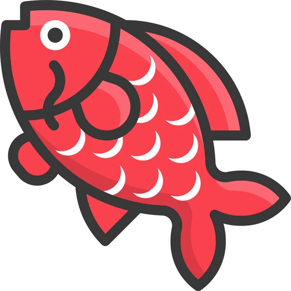 Carpa Icono Pescado Chino Estilo Filledoutline — Vector de stock