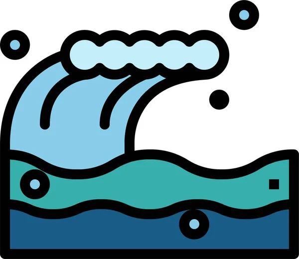 Ikona Mořské Vlny Vyplněném Obrysu — Stockový vektor