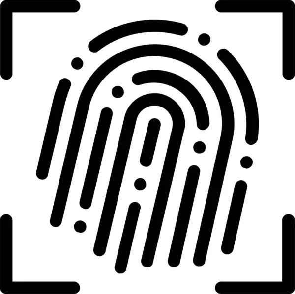 Dactylogram指紋スキャナアイコンのアウトラインスタイル — ストックベクタ