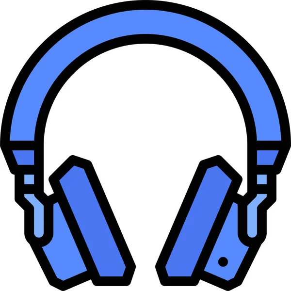 Headphone Listening Music Icon Filledoutline Style — Stock Vector