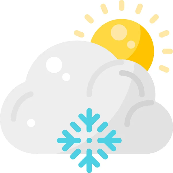 Wolken Prognostizieren Schnee Ikone Flachen Stil — Stockvektor