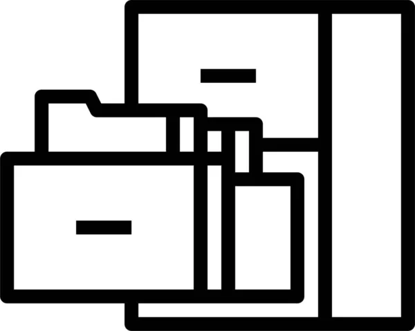 Icône Classement Des Documents Cabinet Dans Style Contour — Image vectorielle