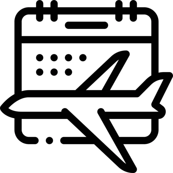 Ikona Daty Kalendarza Samolotu Kategorii Tourismhotelshospitality — Wektor stockowy