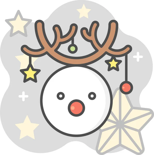 Snowman Reindeer Star Icon Winter Category — Stock Vector