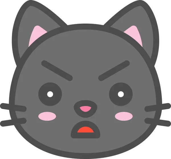 Angry Avatar Cat Icon Filledoutline Style — Stock Vector