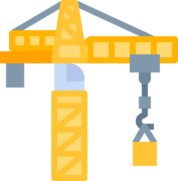 Icona Strumento Gru Costruzione Stile Piatto — Vettoriale Stock