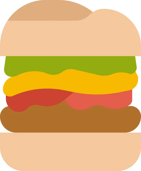 Icona Hamburger Fast Food Stile Piatto — Vettoriale Stock