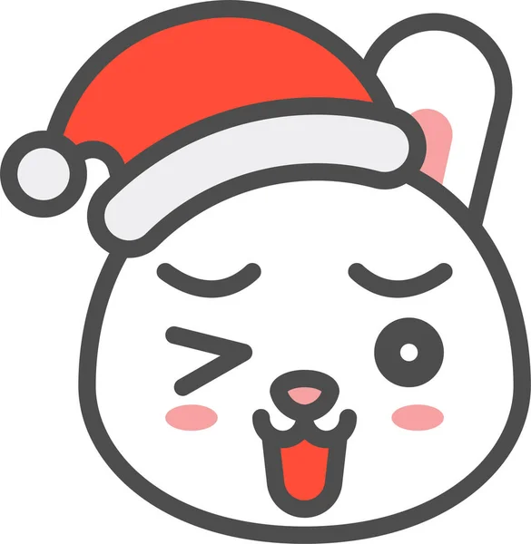 Coelho Natal Emoji Ícone Estilo Filledoutline — Vetor de Stock