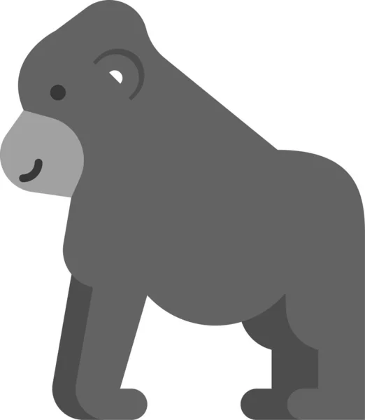 Zvířecí Gorila Savec Ikona Plochém Stylu — Stockový vektor