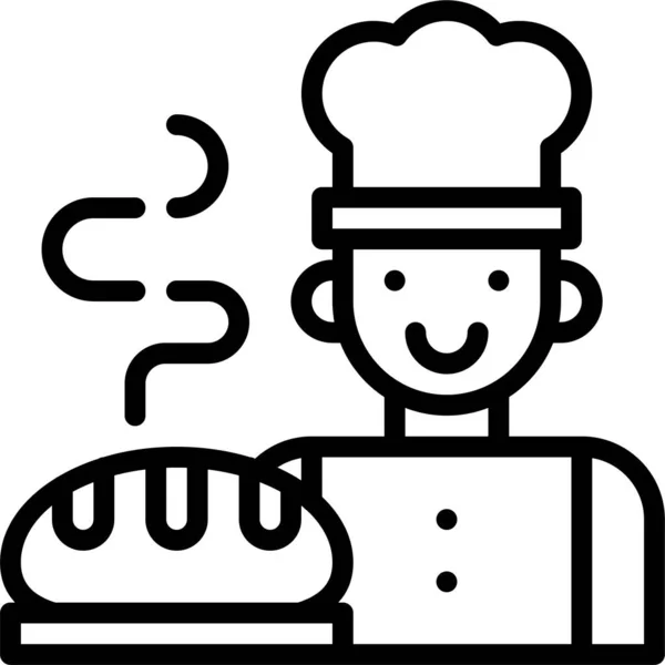 パン屋さん焼き粉アイコンのアウトラインスタイル — ストックベクタ