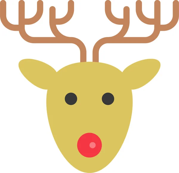 Animal Icono Venado Navidad Estilo Plano — Vector de stock